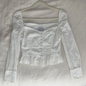 Lioness Ivory Eyelet Milkmaid Button Blouse